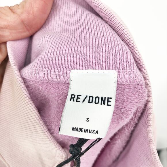 RE/DONE Women's 80s Half Zip Sweatshirt Small Purple 100% Cotton NWT - Picture 9 of 11